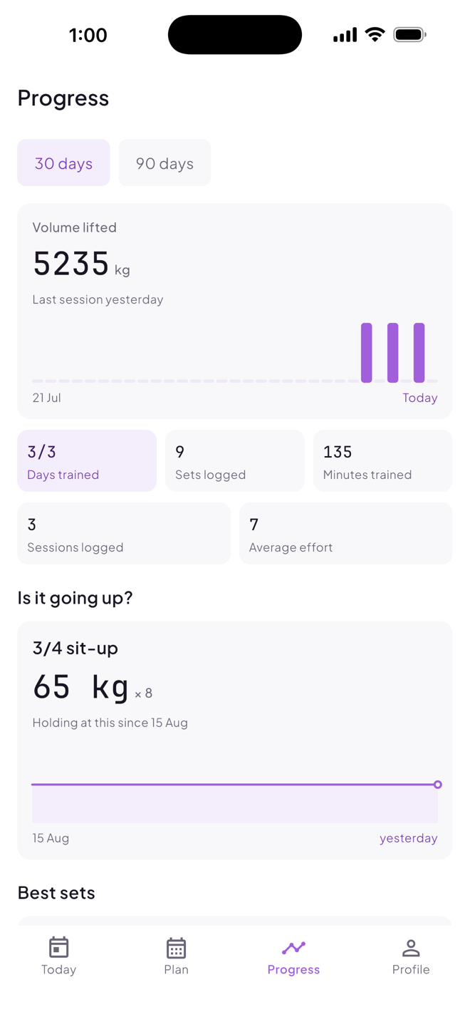 TrackHQ for clients screen