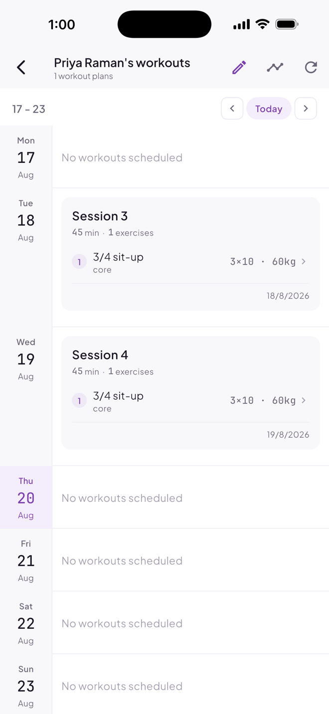 TrackHQ for trainers screen